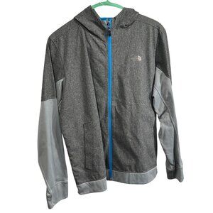 The North Face Mens XL Gray & Blue Hooded Jacket 100% Polyester Full-Zip 92e